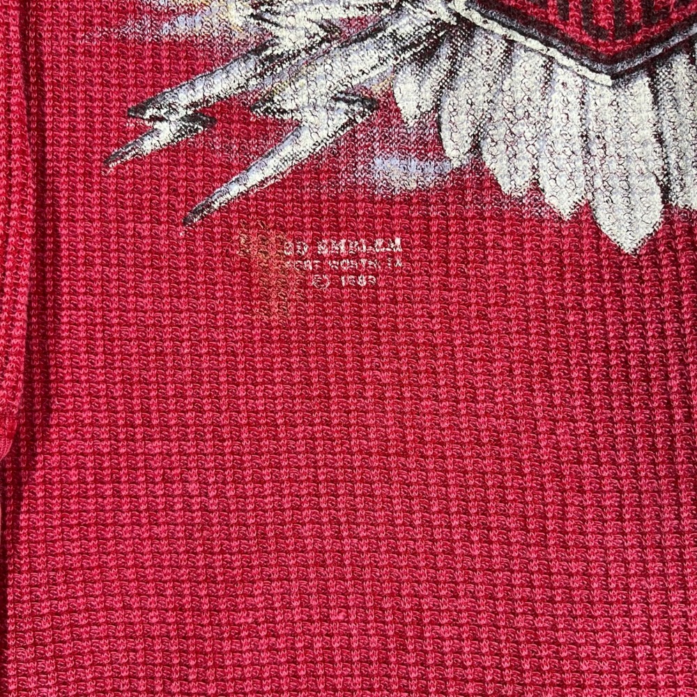 Vtg 80s Harley Davidson 3D Emblem Roaring Eagle Thermal Knit Venice Beach Medium - Picture 5 of 8